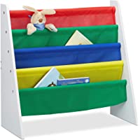 Relaxdays Librería Infantil- Mueble de almacenaje de Juguetes- MDF+Poliéster- Multi-Color
